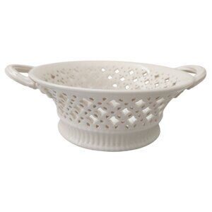 Hartley Greens & Co Basket Leeds Pottery Creamware Pierced 7 Inch with Handles